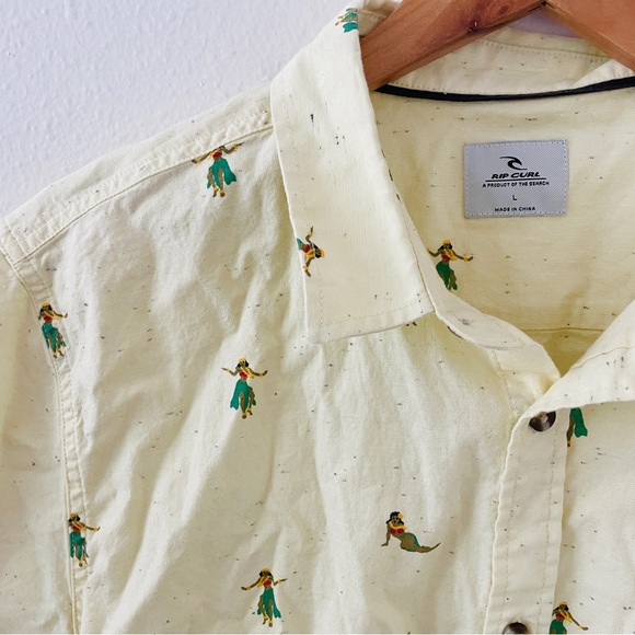 Rip Curl Hula Beach Hula Girl Hawaiian Dancer Short Sleeve Shirt - Picture 1 of 5